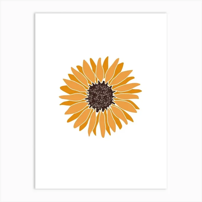 Sunflower Flower Colourful Orange Yellow Wall Art Art PrintPA by Peach and Home