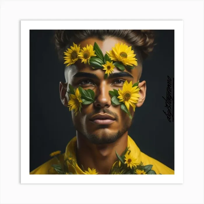 Sunflowers man Art PrintD by Digistagramo