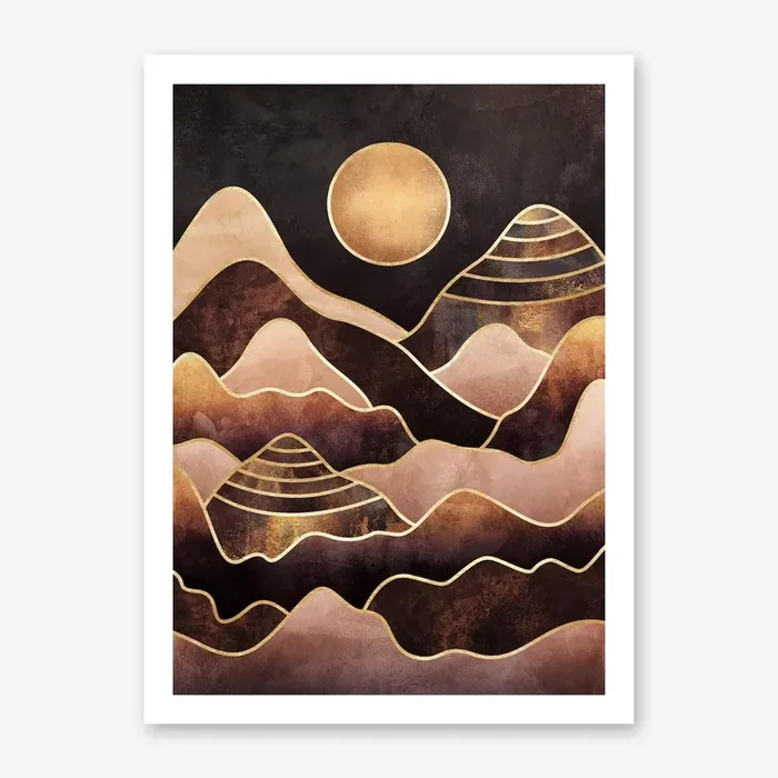 Sunkissed Mountains Art Print by Elisabeth Fredriksson