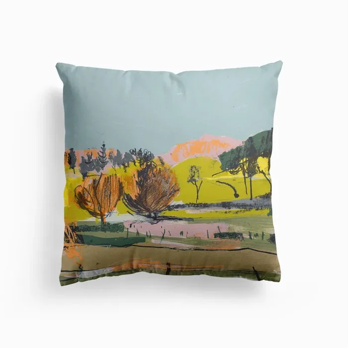 Sunny Scottish Landscape Cushion by Stars Above Us