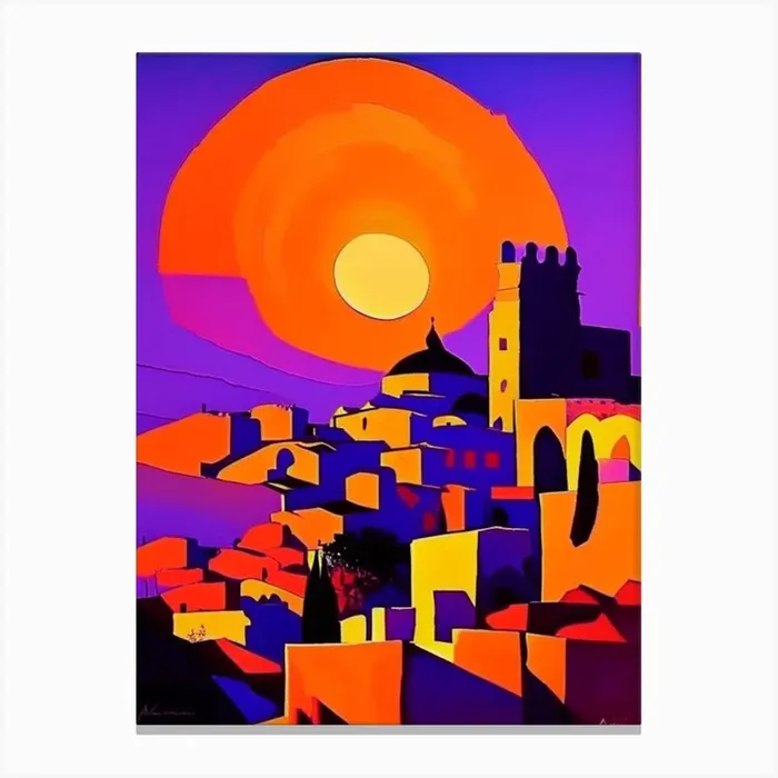 Sunrise Over Village Geometric Canvas Print by Breathtaking Sunsets And Sunrises