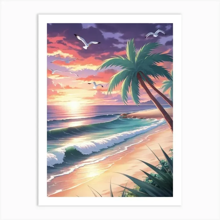 Sunset At The Beach 11 Art Print by ontoseno