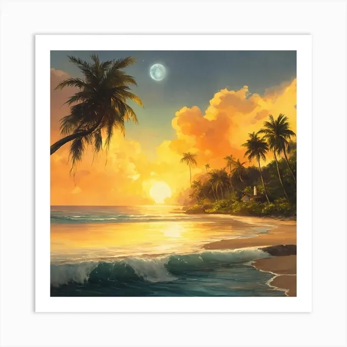 Sunset Beach Art Print by “Arts and Paintings Shop