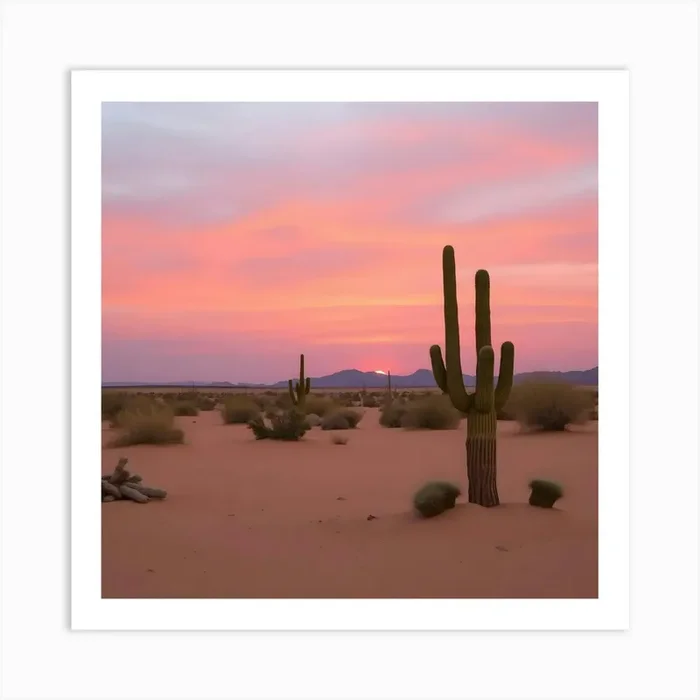 Sunset In The Desert With Calm and Peaceful Mind Art Print by Vinzlim