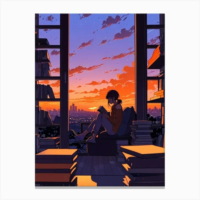Sunset In The Library Canvas Print by ontoseno