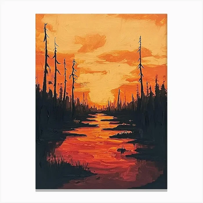 Sunset In The Woods Canvas Print by Silent Canvas