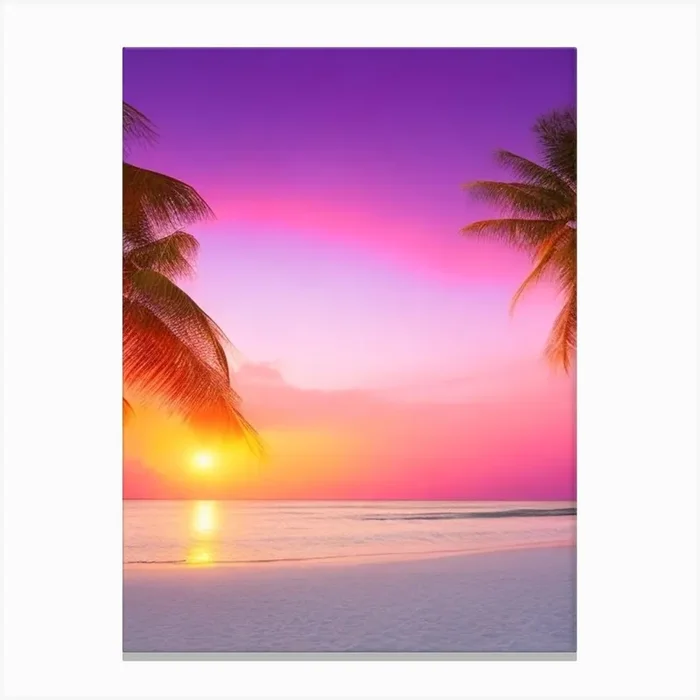 Sunset on a Tropical Beach 6 Canvas Print by Imani Mr. 1988