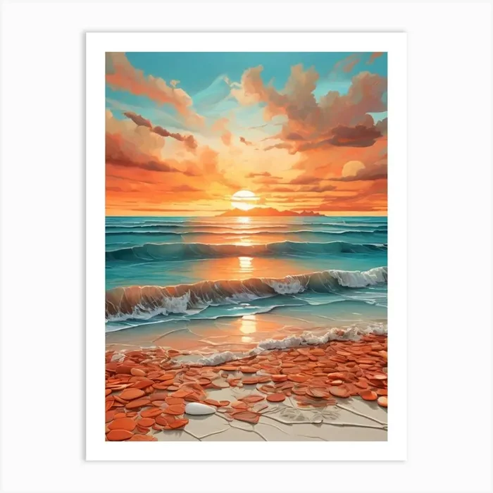Sunset On The Beach 33 Art Print by Fantasy24