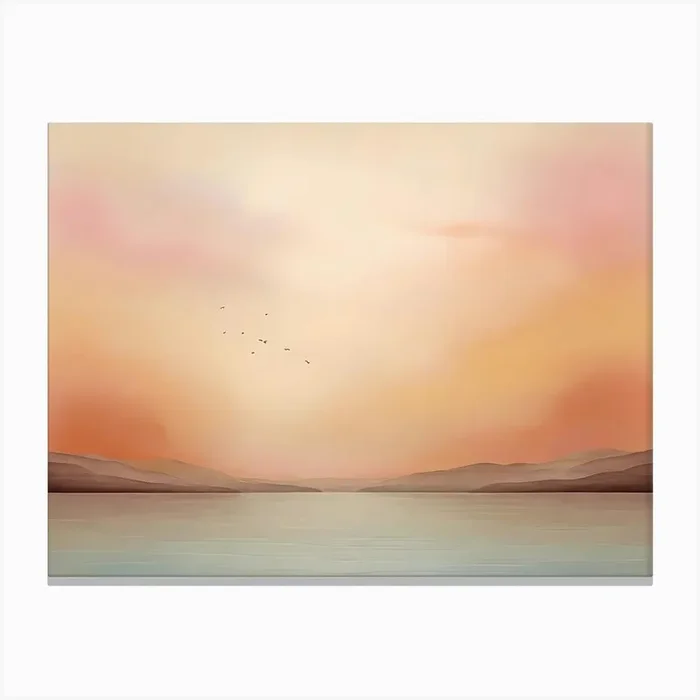 Sunset Over The Lake Canvas Print by Fantasy24