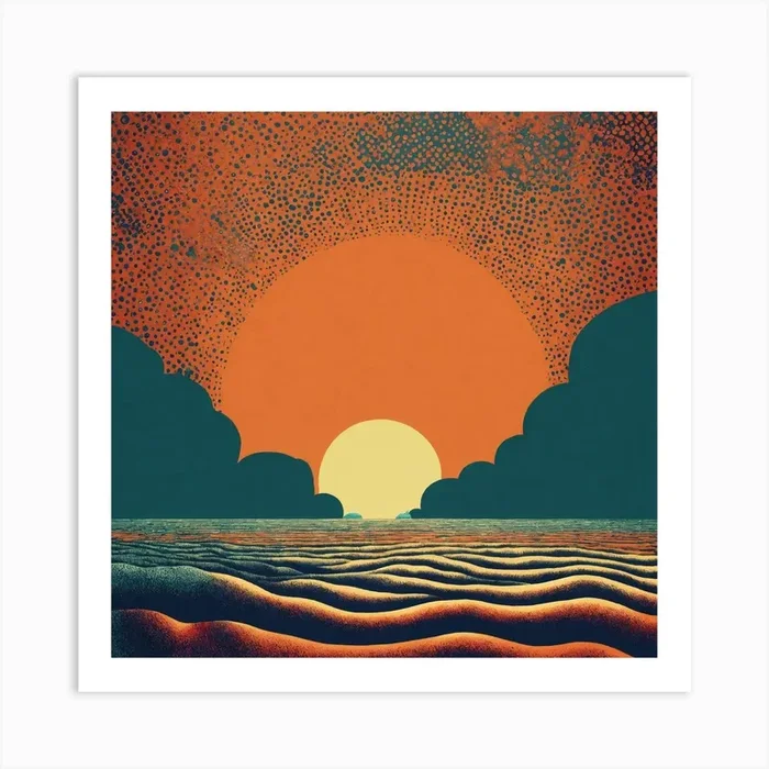 Sunset Over The Ocean Art PrintAB by Art brand