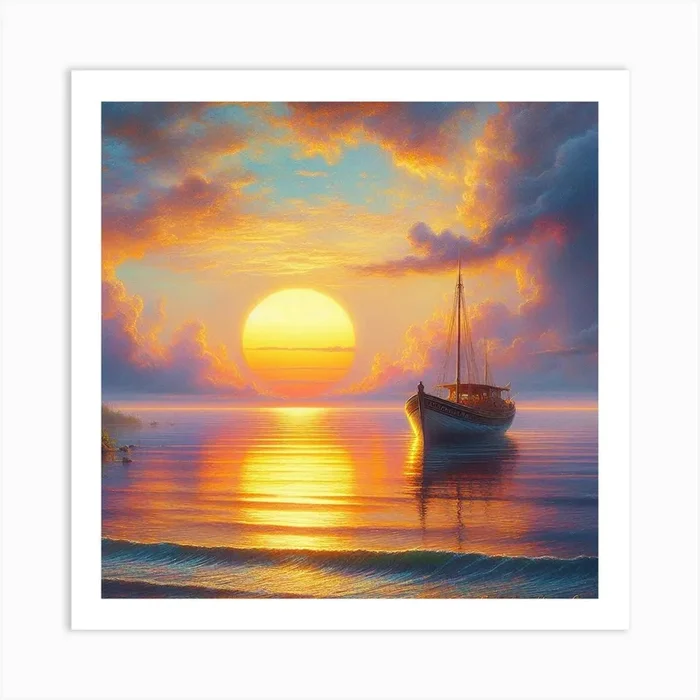 Sunset Sailboat 1 Art Print by Frank Tout