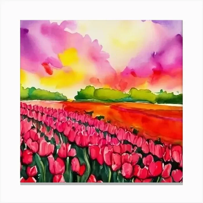 Sunset Tulips Canvas Print by AleR2007