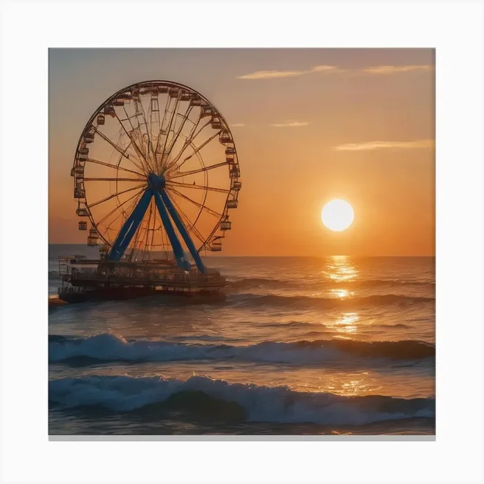 Sunset With Ferris Wheel Canvas PrintI by Imageblake