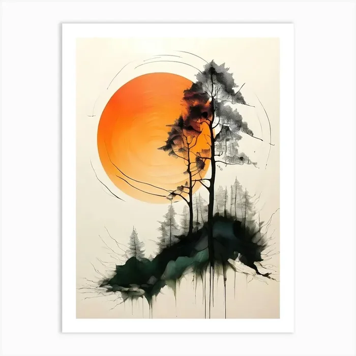 Sunset With Trees 3 Art Print by Art shop