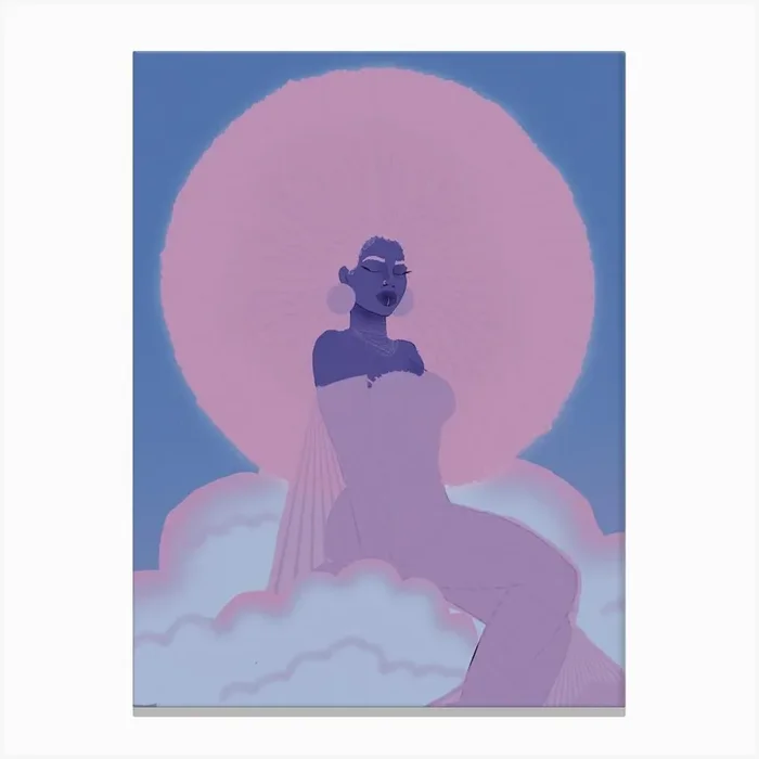 Sunshine Goddess Blue Canvas Print by Taja Bright Design Studio