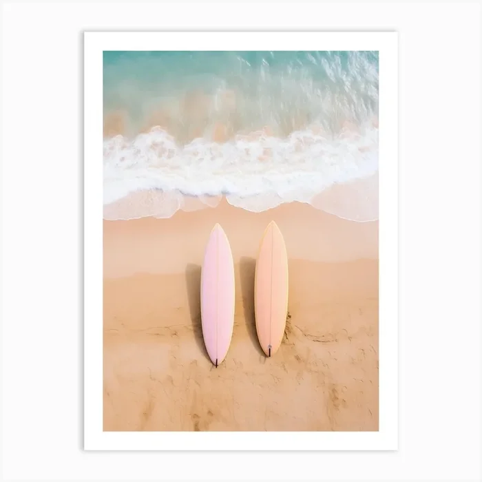 surfboards laying on the beach 6 Art Print by LXA Designs
