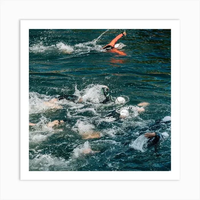 Swimmers In The Water Art Print by Bakhit ousman Daoud