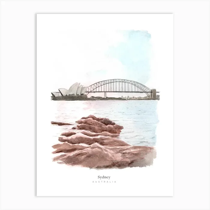Sydney Harbour Bridge Australia Art Print by Art by Claudia Rose