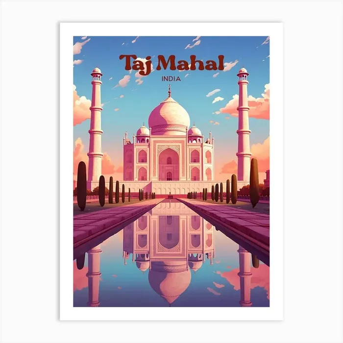 Taj Mahal India Mausoleum Travel Art Art Print by Wanderscape Travel Art