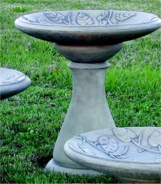 Tall Vine Motif Birdbath