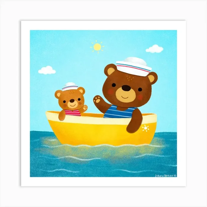 Teddy Bears In A Boat Art Print by Juliana Motzko