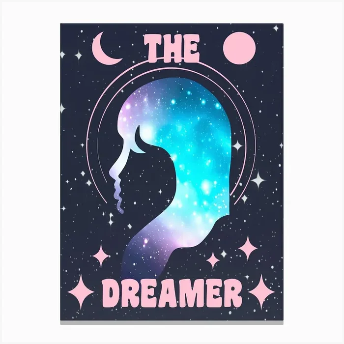 The Dreamer Space Galaxy Poster Canvas Print by The Printable Studio