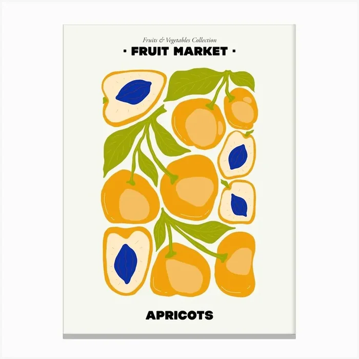 The Fruit Market Apricot Illustration Maximalist Canvas Print by Mambo