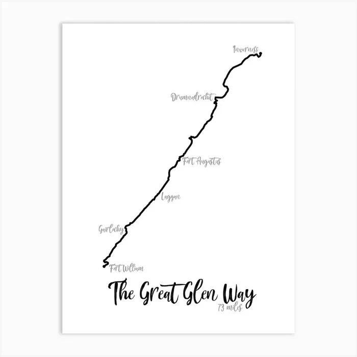 The Great Glen Way Route Print | Scotland Print | Long Distance Hiking Route Print Art Print by EllieBeanPrints