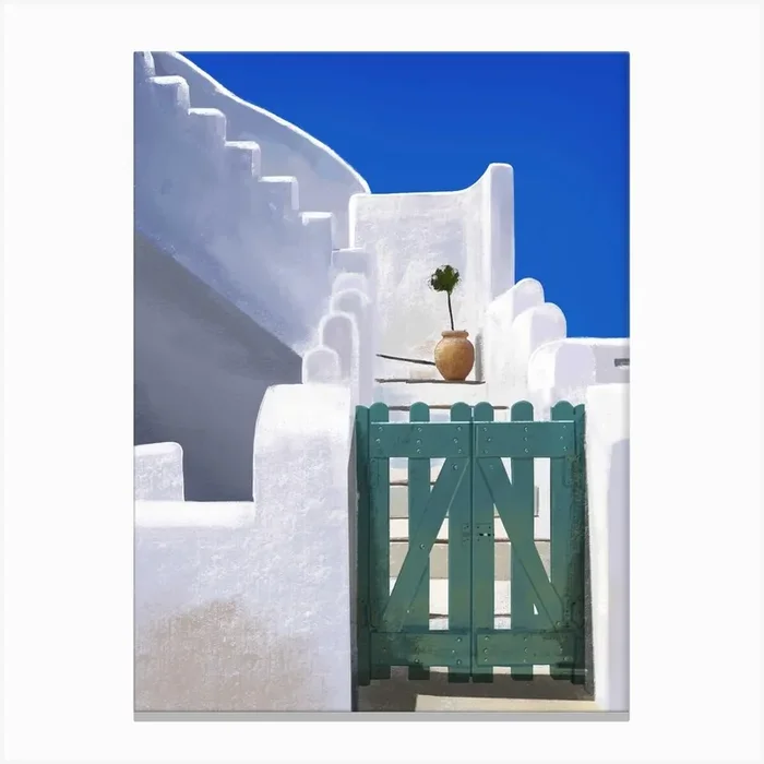 The Invitation Santorini Canvas Print by Cosmic Soup