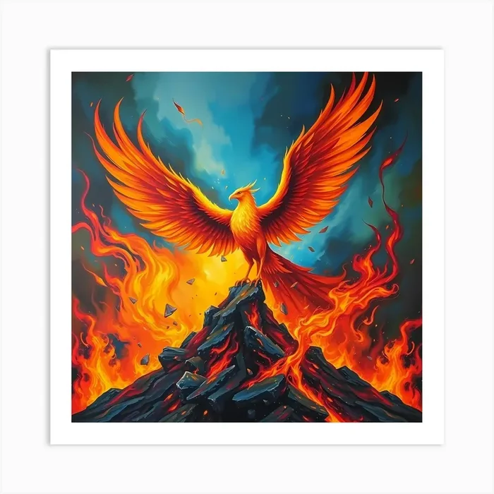The Phoenix Rise From The Ashes Art Print by Vinzlim