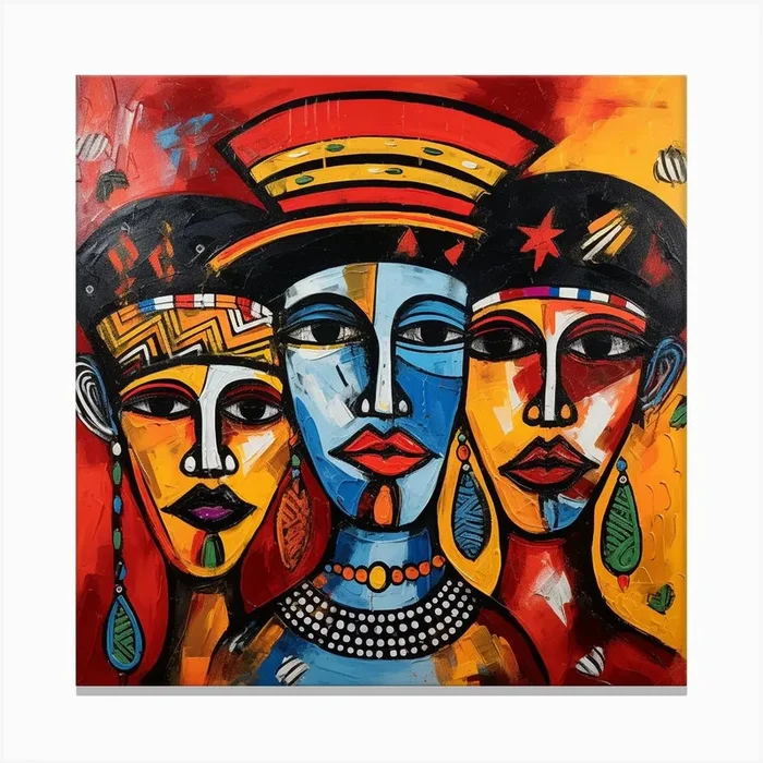 Three African Women Canvas PrintB by Boriblack