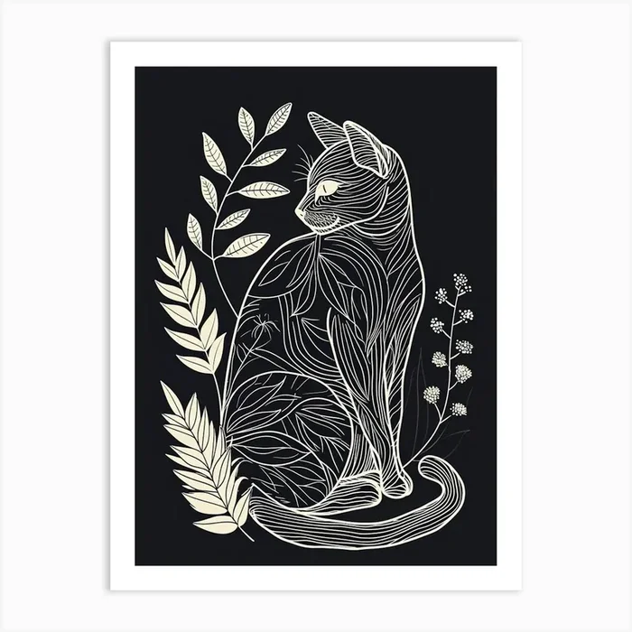 Tiffany Cat Minimalist Illustration 3 Art Print by Woof and Whiskers