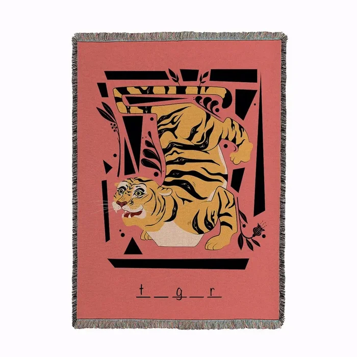 Tiger Tiger Woven Throw by Fatpings Studio Textiles