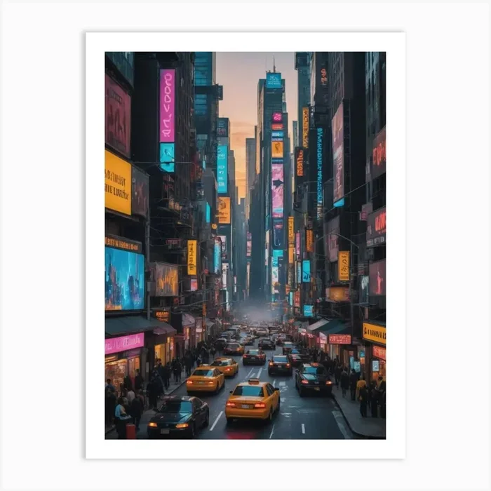 Times Square Rush Hour Art Print by AI Masterpiece