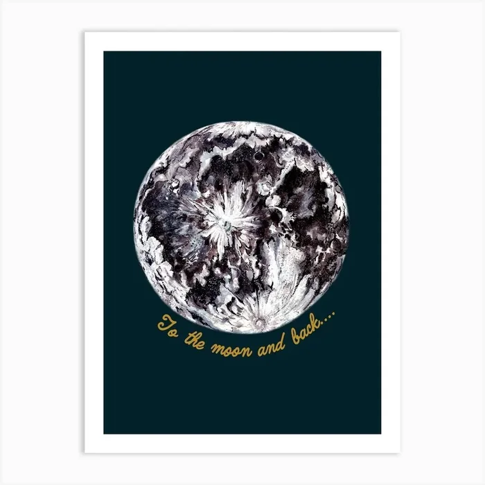 To The Moon And Back Midnight Art Print by Max Made Me