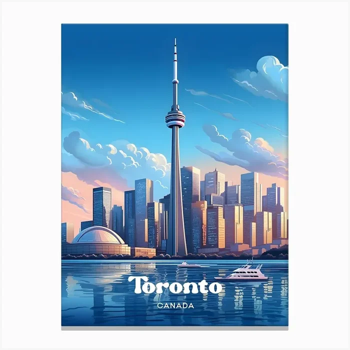 Toronto Canada Cityscape Modern Travel Illustration Canvas Print by Wanderscape Travel Art