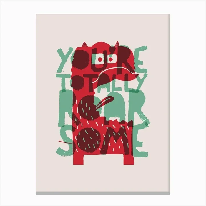 Totally Roarsome Canvas Print by Baldy and the Fidget