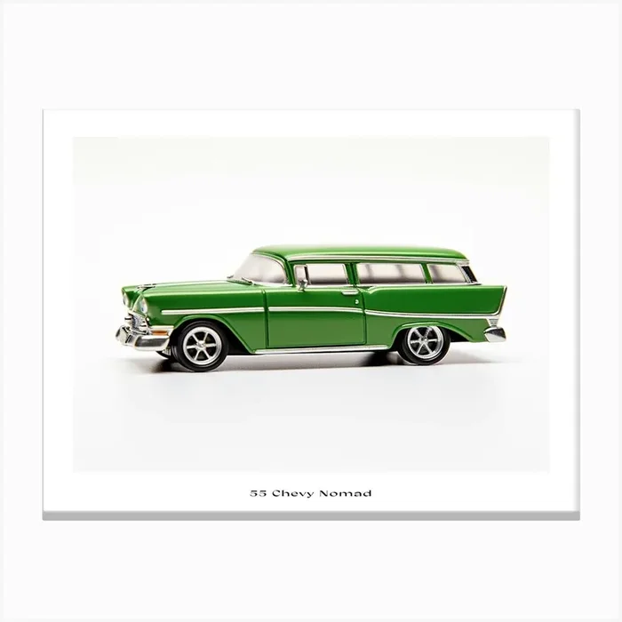 Toy Car 55 Chevy Nomad Green Poster Canvas Print by Scribble Studio
