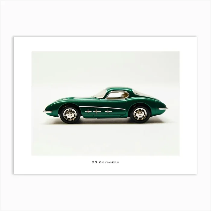 Toy Car 55 Corvette Green 2 Poster Art Print by Scribble Studio