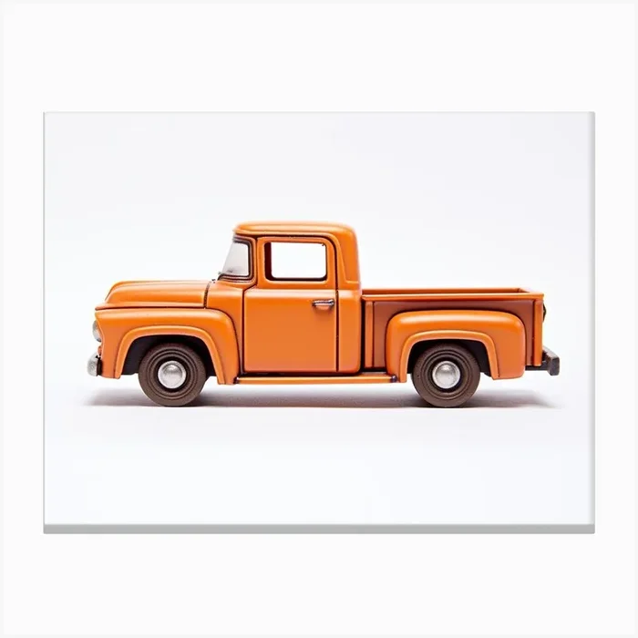Toy Car 56 Ford Truck Orange Canvas Print by Scribble Studio