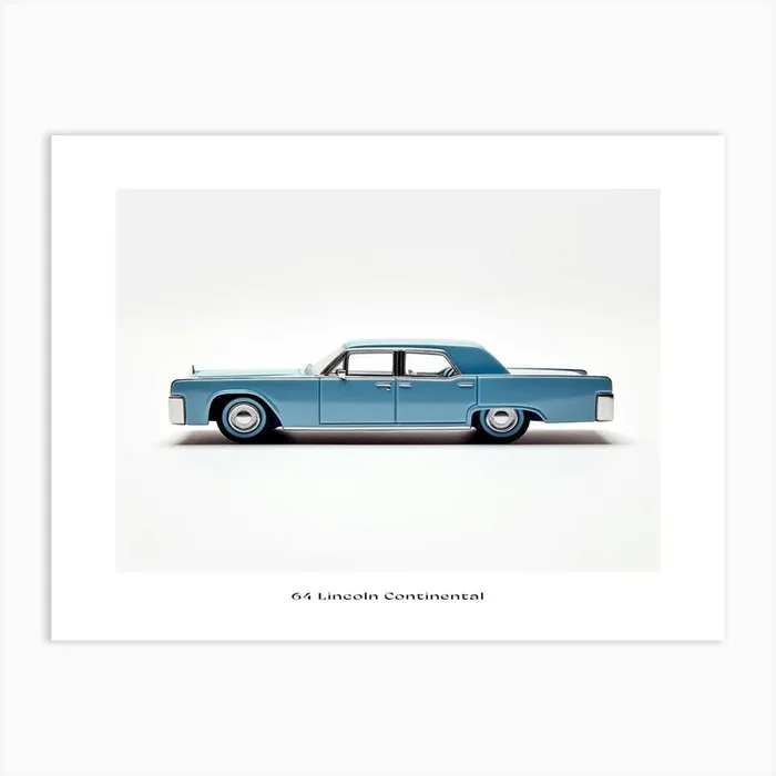 Toy Car 64 Lincoln Continental Blue Poster Art Print by Scribble Studio