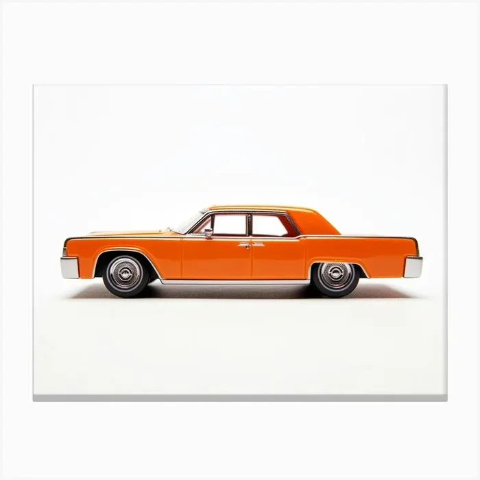 Toy Car 64 Lincoln Continental Orange Canvas Print by Scribble Studio