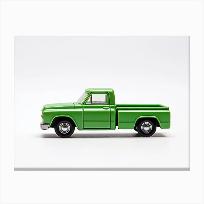 Toy Car 67 Chevy C10 Green 2 Canvas Print by Scribble Studio