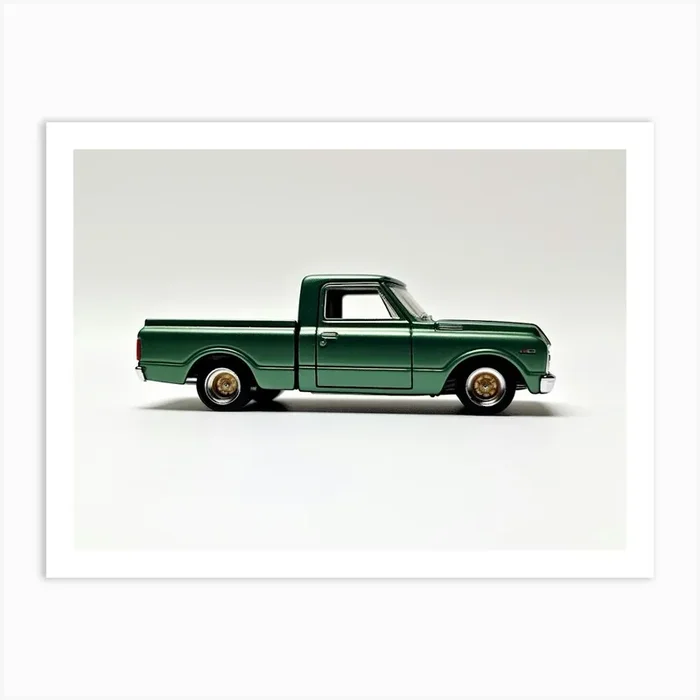Toy Car 67 Chevy C10 Green Art Print by Scribble Studio