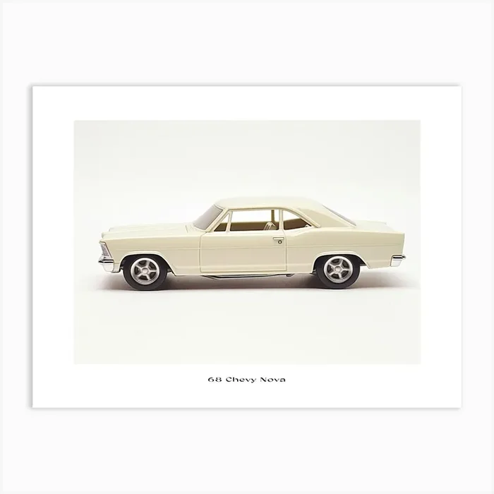 Toy Car 68 Chevy Nova White Poster Art Print by Scribble Studio