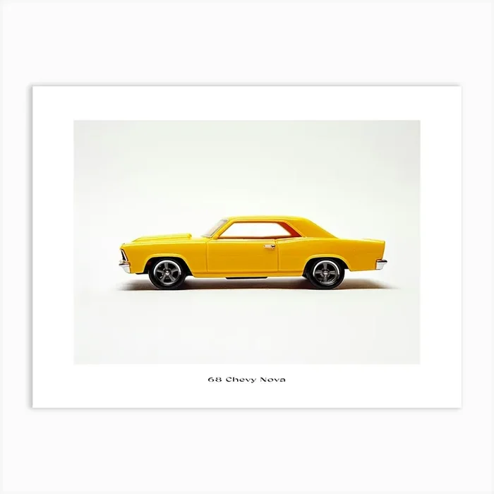 Toy Car 68 Chevy Nova Yellow Poster Art Print by Scribble Studio