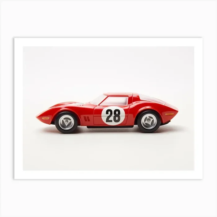 Toy Car 69 Corvette Racer Red Art Print by Scribble Studio