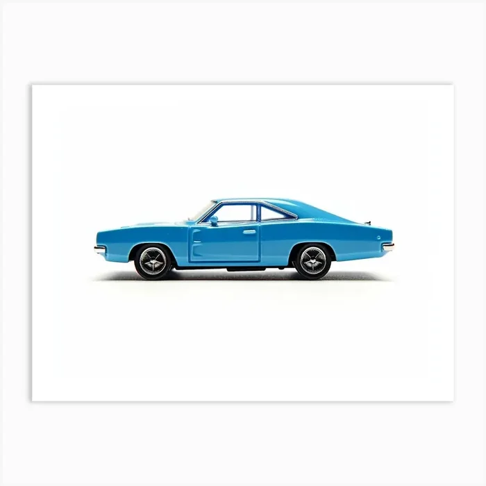 Toy Car 69 Dodge Charger Blue Art Print by Scribble Studio
