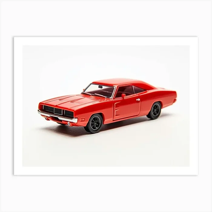 Toy Car 69 Dodge Charger Red Art Print by Scribble Studio