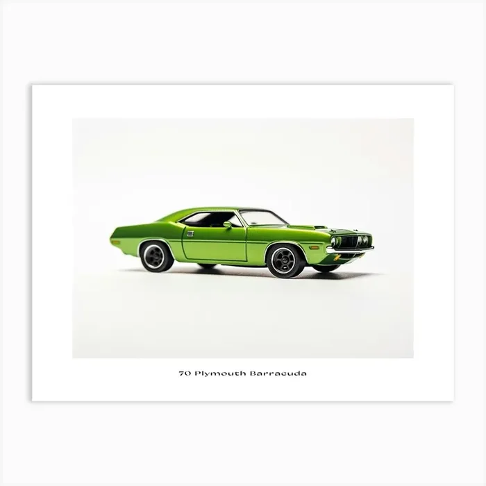 Toy Car 70 Plymouth Barracuda Green Poster Art Print by Scribble Studio